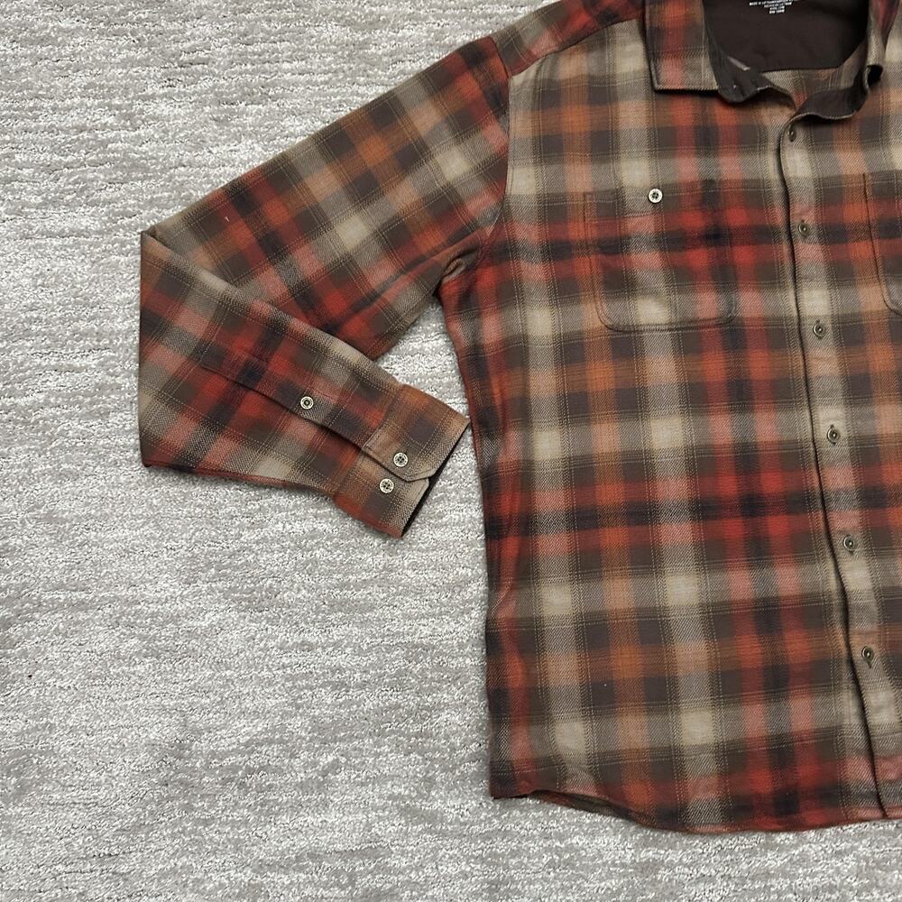 Kuhl Shirt Mens XL Brown Red Plaid Long Sleeve The Law Flannel Hiking Outdoor - Picture 3 of 16